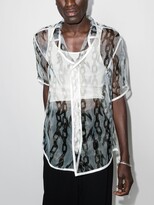 Thumbnail for your product : Sulvam Sheer Graphic Print Short Sleeve Shirt
