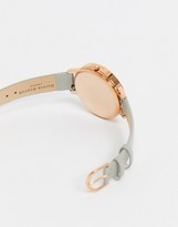 Thumbnail for your product : Olivia Burton large dial leather watch in grey and rose gold