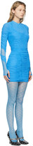 Thumbnail for your product : Marine Serre Blue Mesh Hydrodynamic Ruched Mini Dress
