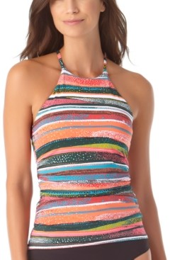 Anne Cole Printed High-Neck Tankini Top Women's Swimsuit