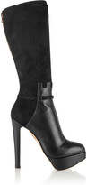 Thumbnail for your product : Charlotte Olympia Theodora suede and leather knee boots