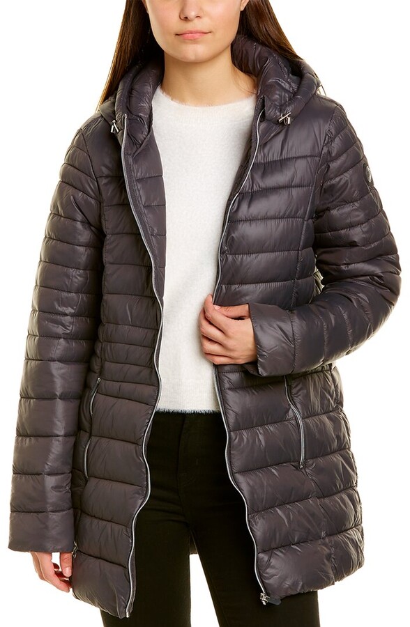 point zero down filled chevron coat