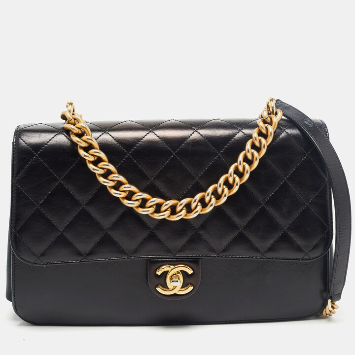 Chanel Black Quilted Leather Straight Line Flap Bag - ShopStyle