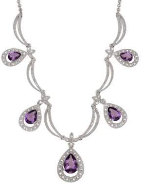 Lord & Taylor Diamond And Amethyst Sterling Silver Necklace