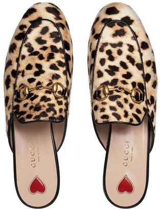 Gucci Leopard Princetown pony mules