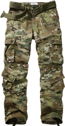 AKARMY Men's Casual Cargo Pants Military Army Camo Pants Combat Work Pants with 8 Pockets 