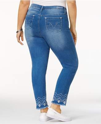 Hydraulic Plus Size Embroidered Cropped Jeans