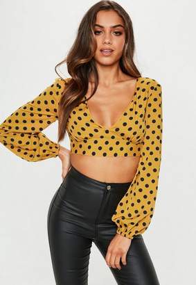 Missguided Polka Dot Print Cupped Crop Top