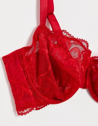 Lindex Elsa sheer lace non padded balconette bra in red - ShopStyle