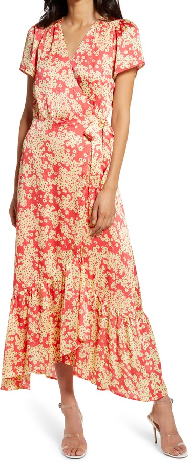 charles henry ruffle tiered wrap dress