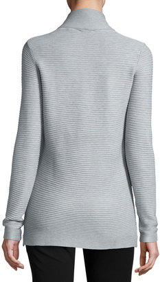 Neiman Marcus Ribbed Turtleneck Sweater, Light Heather Gray