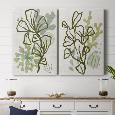 Wexford Home Coral Blockprint III -Premium Gallery Wrapped Canvas -Ready to Hang