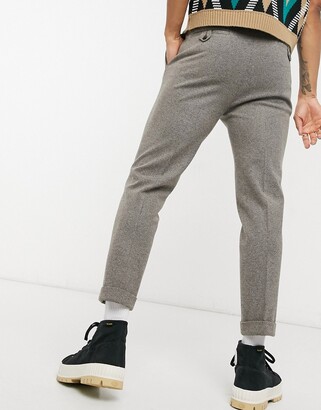 ASOS DESIGN tapered wool mix smart trousers with turn up