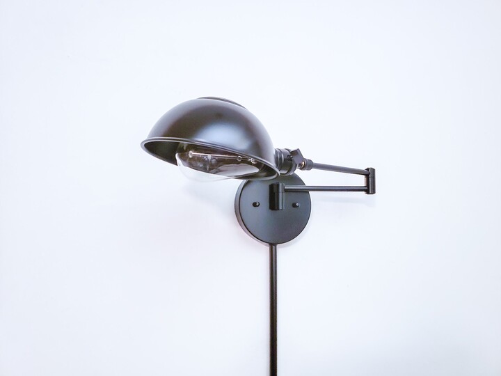 Etsy Plug in Swing Arm, Adjustable Wall Light, Industrial Sconce, Satin Black, Modern Fixture, Articulated Loft Lamp, Library Lighting, Pin Up