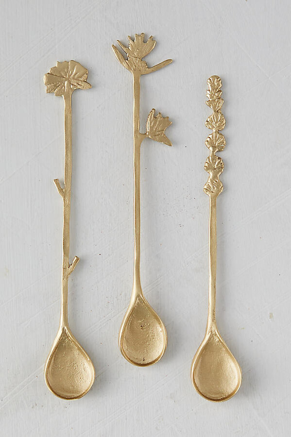 Brass Flower Stirring Spoons