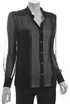 Thumbnail for your product : Wyatt black silk 'Payton' peekaboo button front blouse