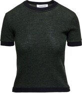 Contrasting-Trim Crewneck Knitted T-S 