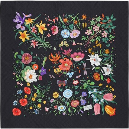 Gucci Flora Print Silk Twill Scarf ShopStyle Scarves Wraps