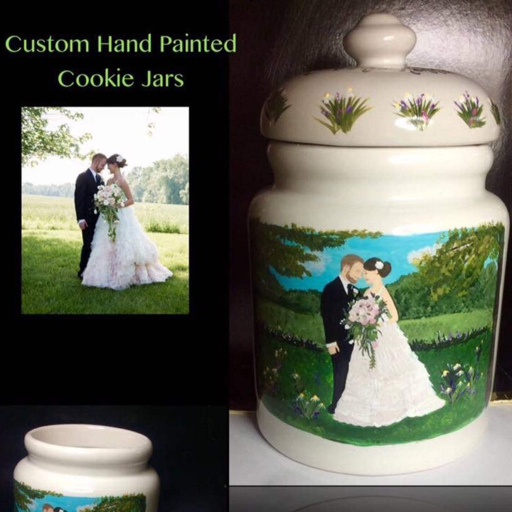 Etsy Wedding Cookie Jar Custom Painted Gift Bride & Groom