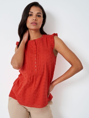Womens Red Tops Frills