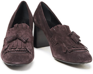 Tod's Gomma Tasseled Fringed Suede Pumps