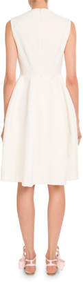 DELPOZO Sleeveless V-Neck Fil-Coupe A-Line Short Dress