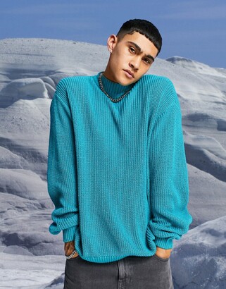 ASOS DESIGN knitted oversized fisherman rib turtle neck sweater in