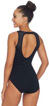 Poolproof Mesh Taped High Neck One Piece