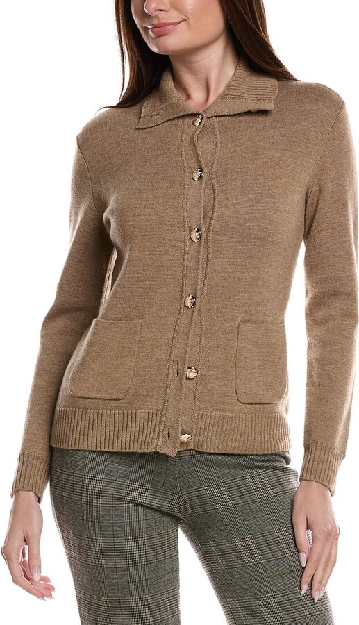Bruno Magli Merino Wool Epaulet Sweater Jacket