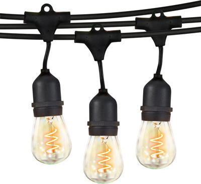 Brightech 15-Light 48 ft. Outdoor Plug-in 2W 3000k LED Hanging Edison Spiral Filament String Lights