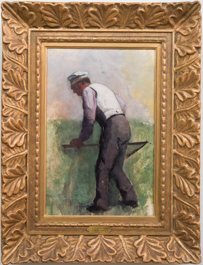 Alfred Thörne, Harvest Scene With Farmer and Scythe, 1886, 1886