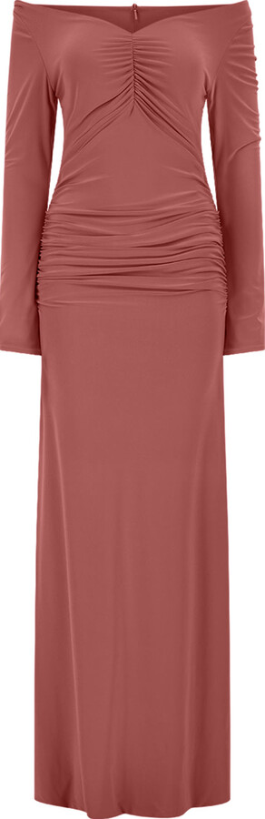 Celestine & Mae Maldau Maxi Dress In Bordeaux Purple