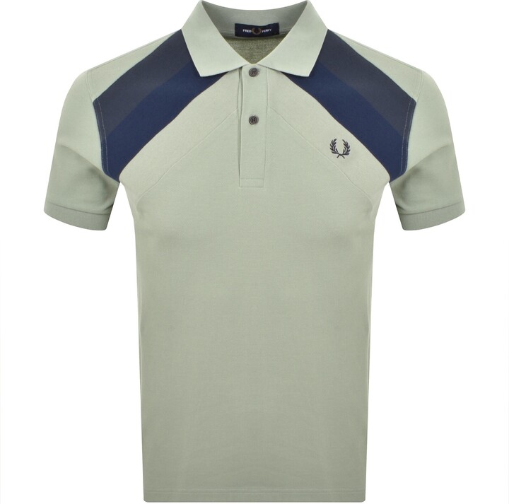 Fred Perry Striped Panel Polo T Shirt Green