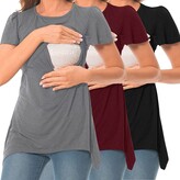 Thumbnail for your product : Yebutt 3PCS Maternity Breastfeeding Pillows Nursing Bras No Sleeve Linen Tops for Women UK Oversized T Shirts for Women Breast Feeding Tops Clothes White Blouse