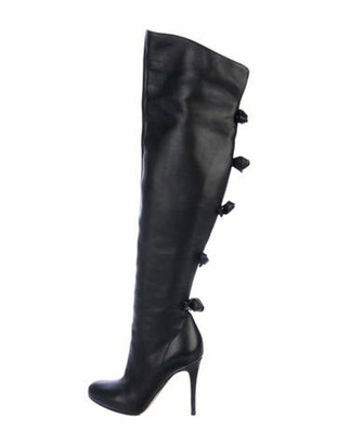 knee high boots with bow on back
