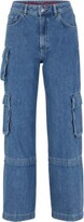 Thumbnail for your product : HUGO BOSS Relaxed-fit cargo jeans in blue rigid denim