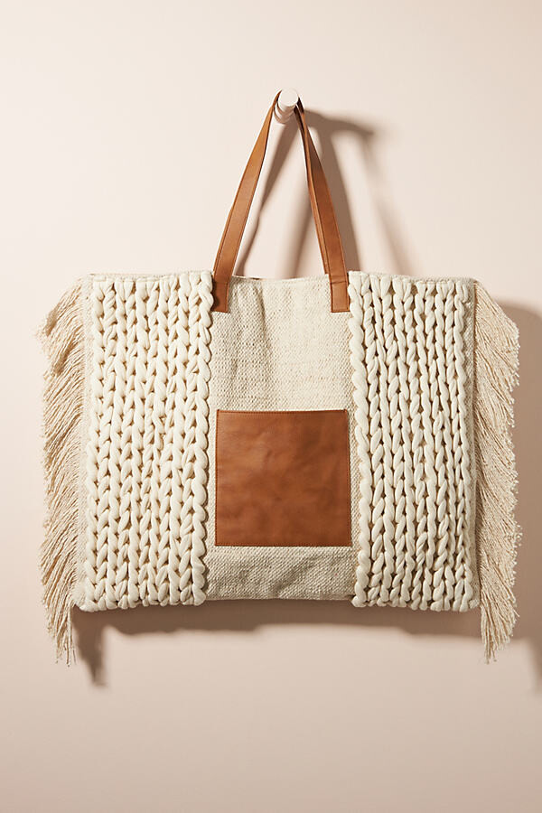 anthropologie julien leather tote bag