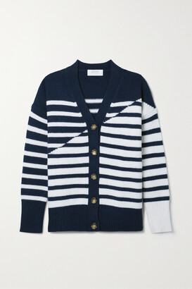 La Ligne Marin Striped Wool And Cashmere-blend Cardigan - Navy