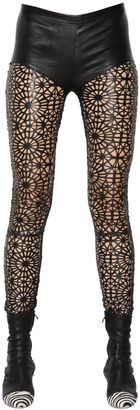 Haider Ackermann Lace Effect Nappa Leather Leggings
