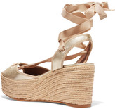 Thumbnail for your product : Tabitha Simmons Logan Metallic Leather Wedge Espadrille Sandals - Gold