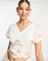 Thumbnail for your product : Free People arielle top with tie front in pretty embroidery