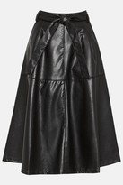 Thumbnail for your product : Coast Faux Leather Belted Midi Skirt