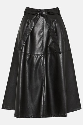 Coast Faux Leather Belted Midi Skirt