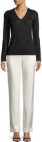 Thumbnail for your product : Escada Long-Sleeve V-Neck Embellished Knit Top