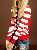Thumbnail for your product : Choies Red Stripes Cardigans With Long Sleeve