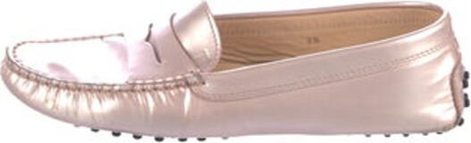 Tod's Patent Leather Loafers Pink Round-Toes