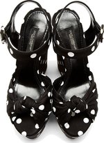 Thumbnail for your product : Dolce & Gabbana Black & White Silk Polka Dot Bianca Wedges