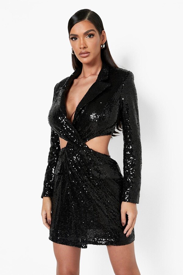 gold sequin blazer dress