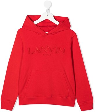 Lanvin Embroidered-Logo Organic Cotton Hoodie