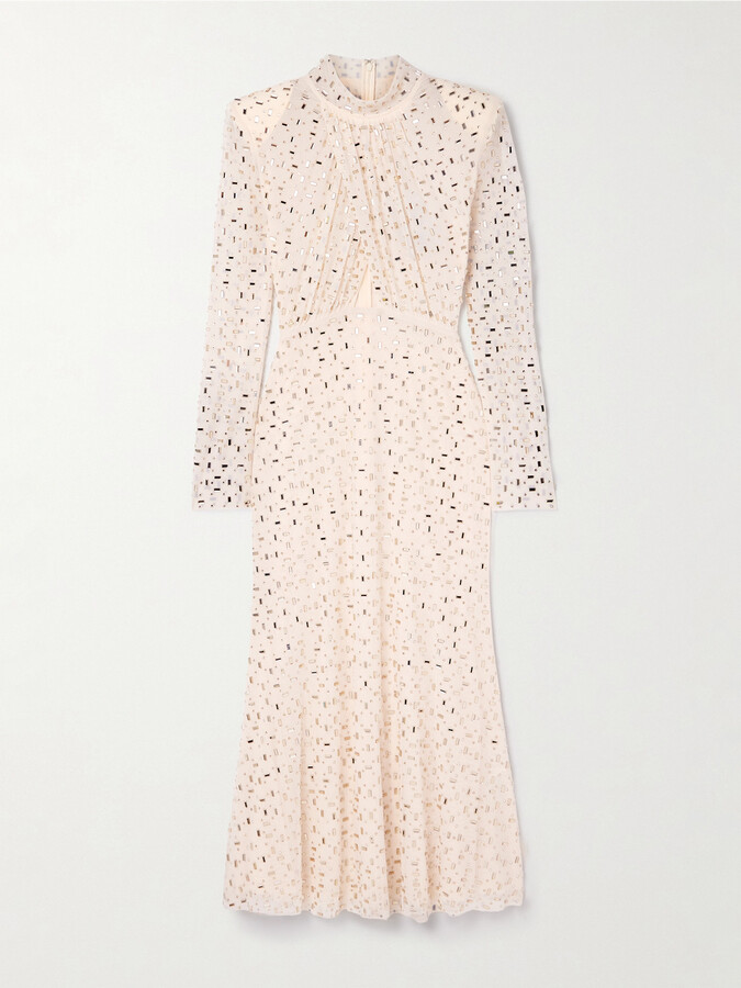 Womens Dresses Self Portrait Cream Tiered Midi Dress Self Portrait